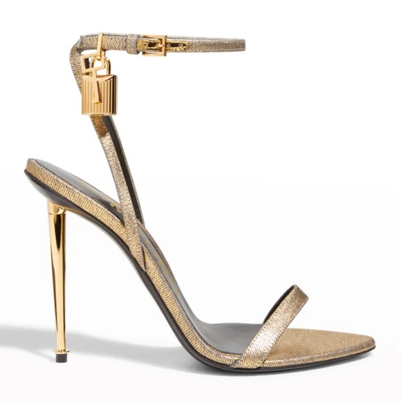 Tom Ford Shoes - Tom Ford gold denim metallic sandal so 7.5. Brand new, never worn.